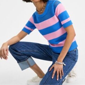 NWOT Blue and Pink Striped Knit Top